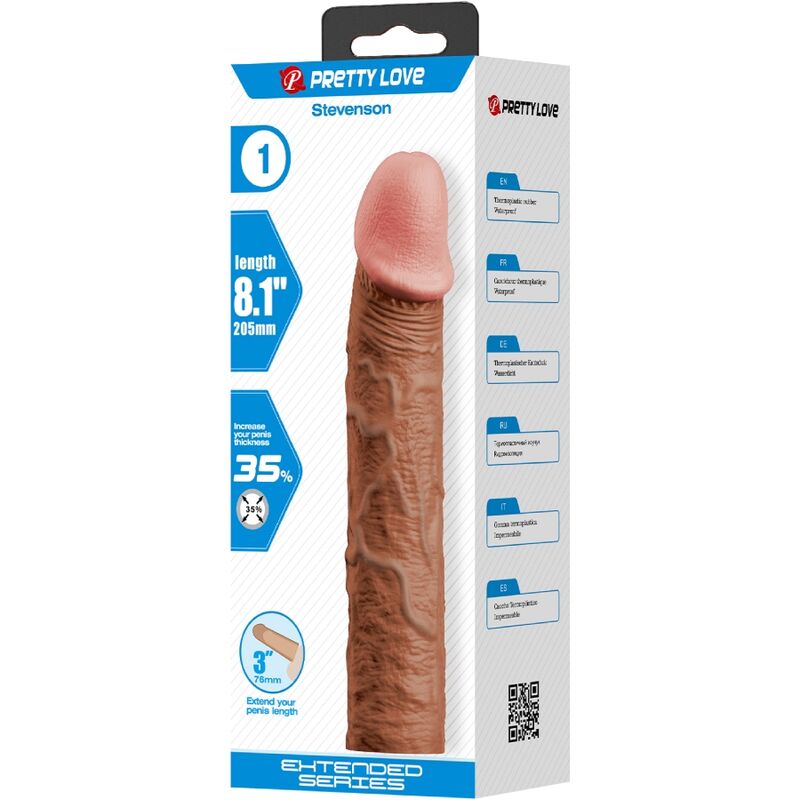 PRETTY LOVE - GUAINA PER PENE STEVENSON CON ESTENSIONE 7,6 CM MULATTO