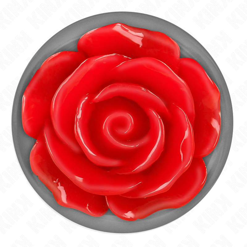 Plug anale in metallo con rosa rossa – Taglia S – 7×2,8 cm – KINK