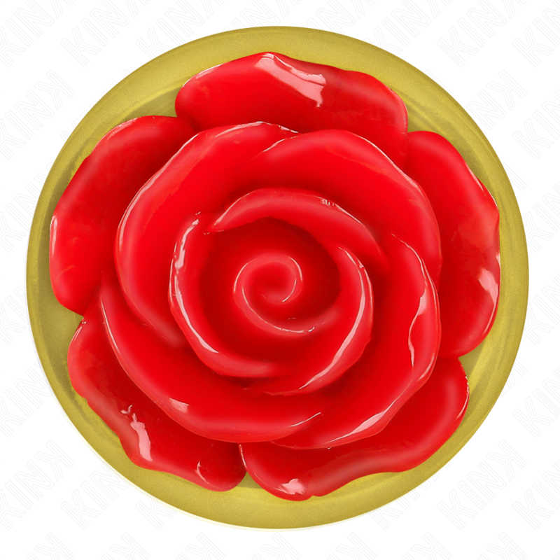 Plug anale in metallo dorato con rosa rossa – Taglia S – 7,8×2,8 cm – KINK
