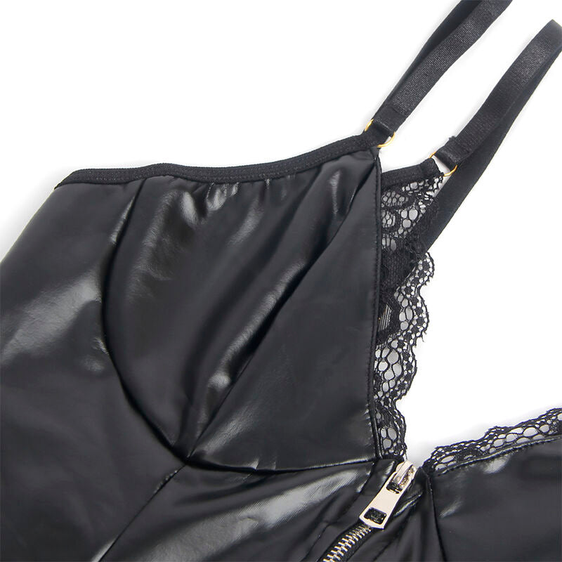 SUBBLIME - 955465 BODY IN PELLE NERA CON CERNIERA L/XL