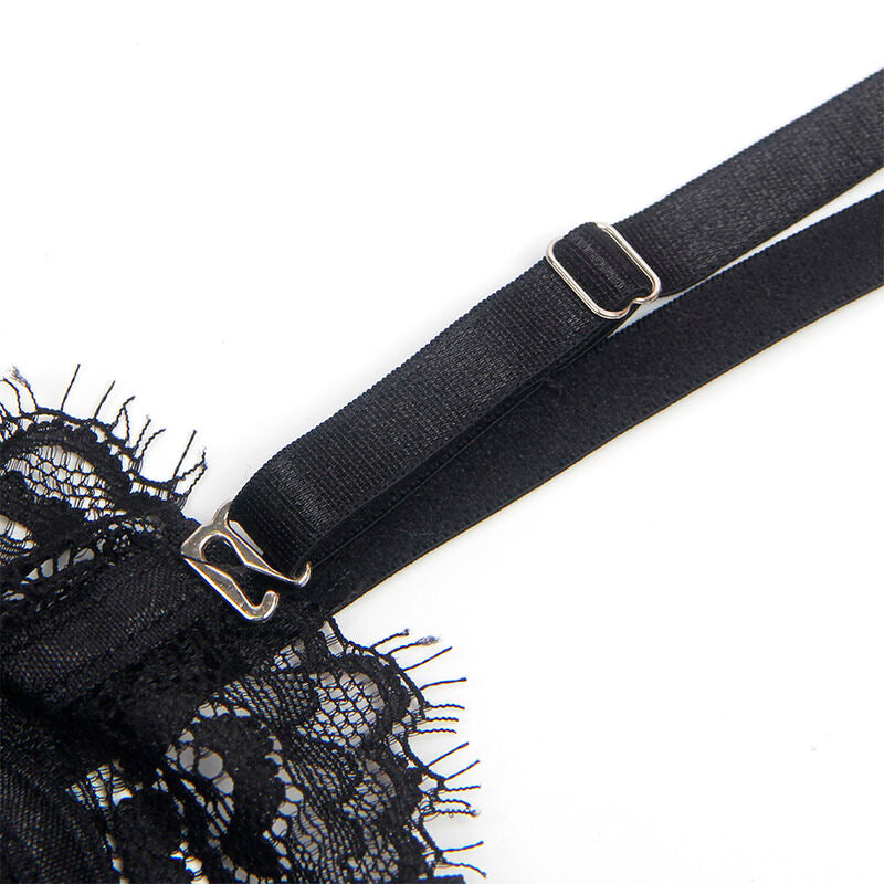 SUBBLIME - 955502 BODY IN PIZZO CON FIOCCHI E GIARRETTIERE NERO L/XL