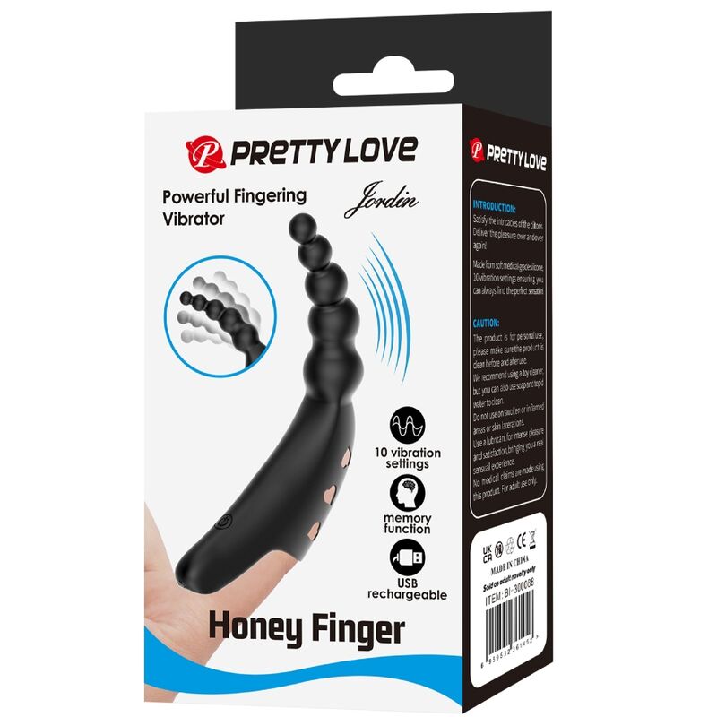 PRETTY LOVE - VIBRATORE DA DITO JORDIN 10 VIBRAZIONI NERO