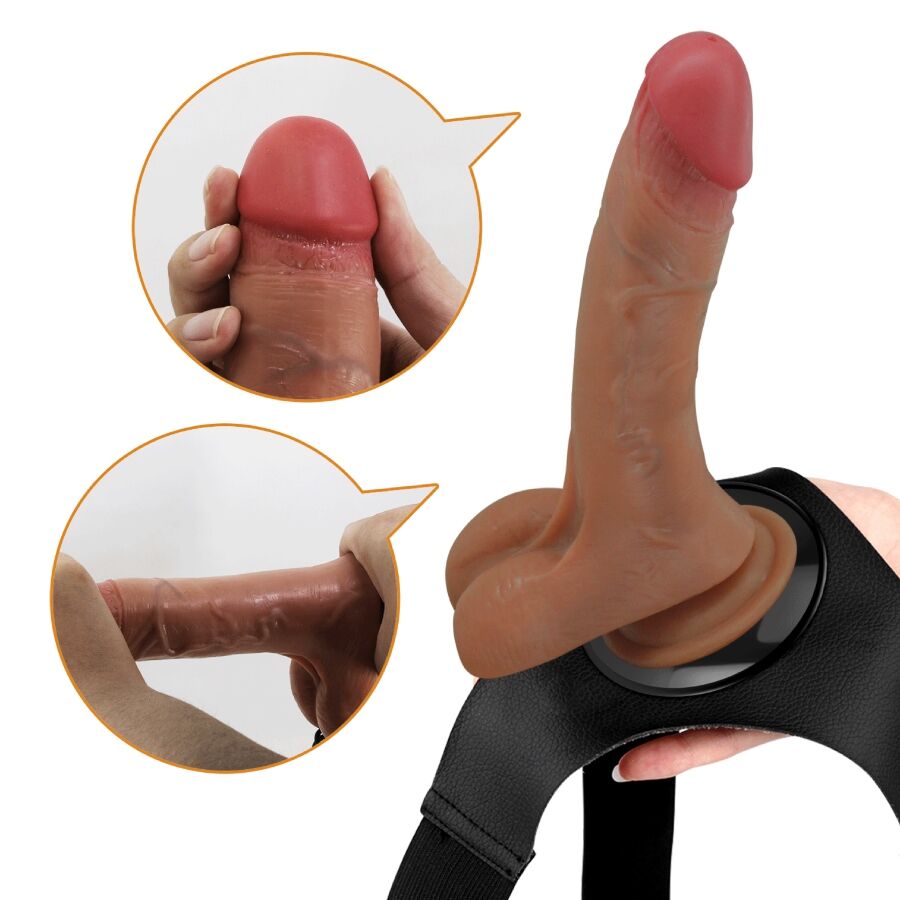 PRETTY LOVE - SLIP UNIVERSAL HARNESS CON DILDO VIBRANTE E SQUIRTING 15,5 CM MULATO