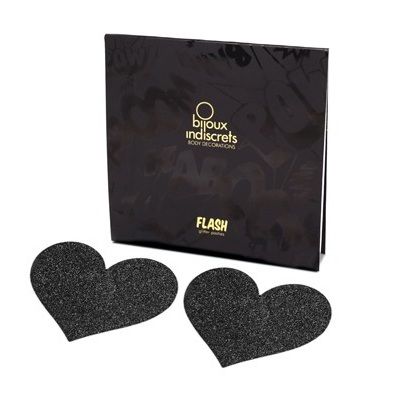 Copricapezzoli a forma di cuore nero Flash | BIJOUX INDISCRETS