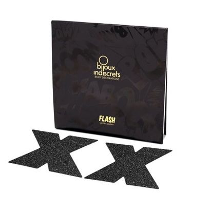 Copricapezzoli forma X FLASH neri | BIJOUX INDISCRETS