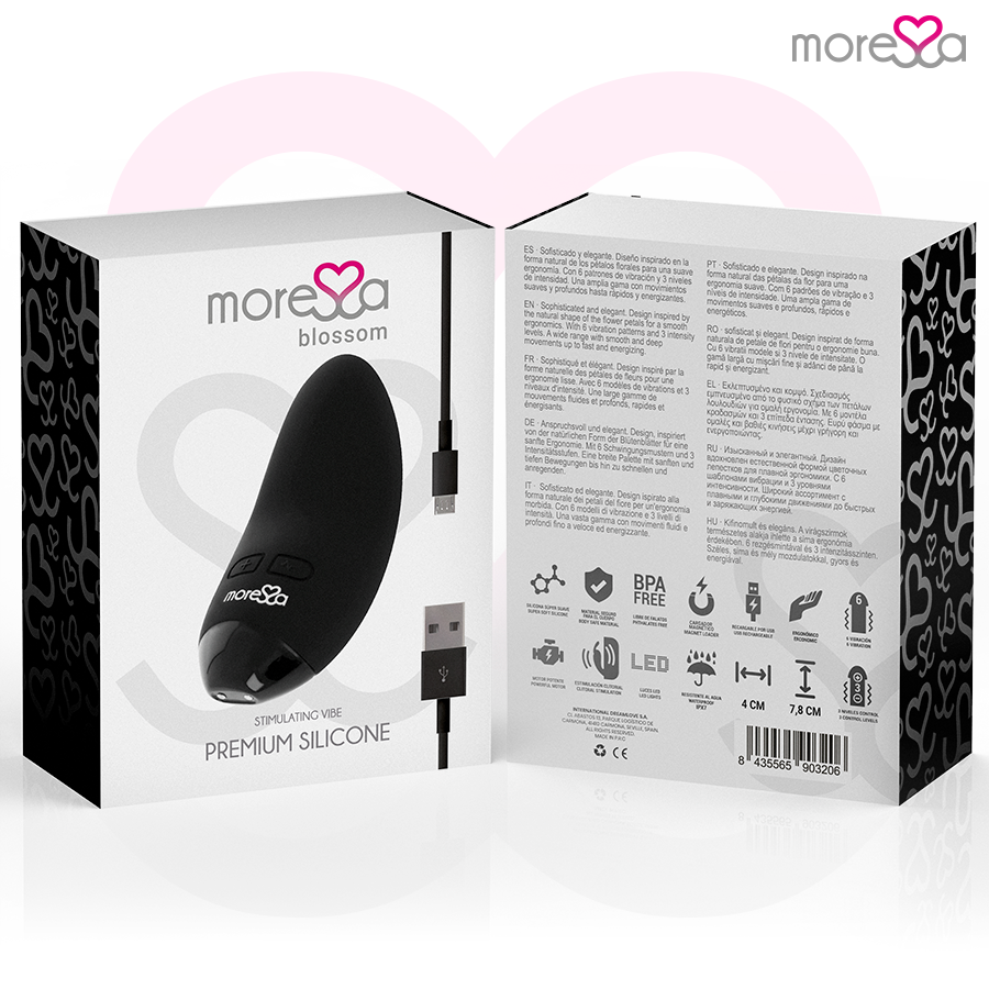 Blossom Mini Vibratore in Silicone Nero 7,8 cm – 6 Modalità – MORESSA