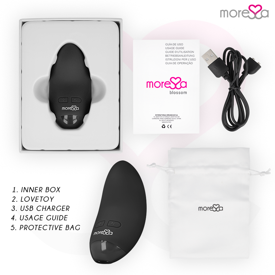 Blossom Mini Vibratore in Silicone Nero 7,8 cm – 6 Modalità – MORESSA