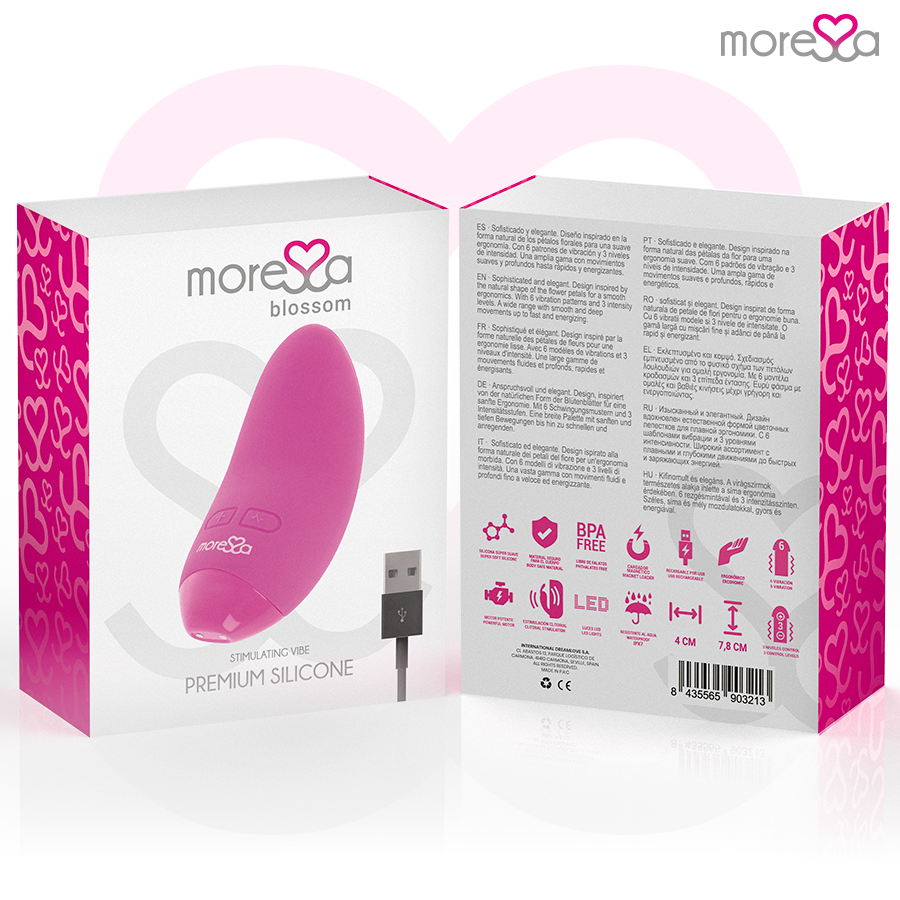 Mini vibratore rosa Blossom 7,8 cm x 4,0 cm - 6 modalità - MORESSA