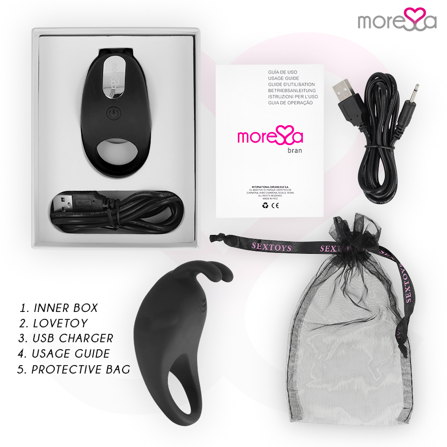 Anello vibrante in silicone Brad Premium nero – 7 modalità – MORESSA