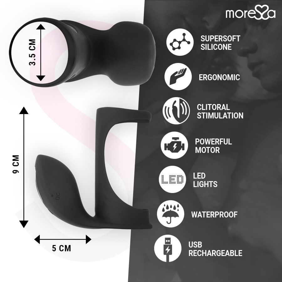 Guaina vibrante per anello penieno Brandon 7 modalità - Silicone - MORESSA