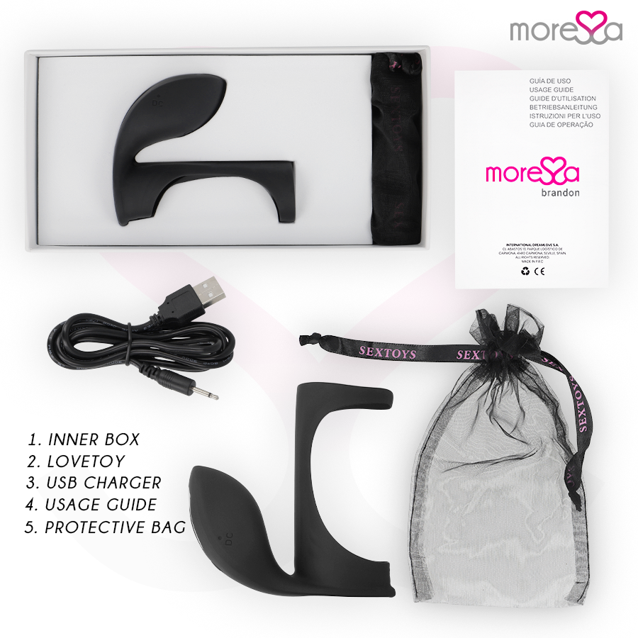 Guaina vibrante per anello penieno Brandon 7 modalità - Silicone - MORESSA