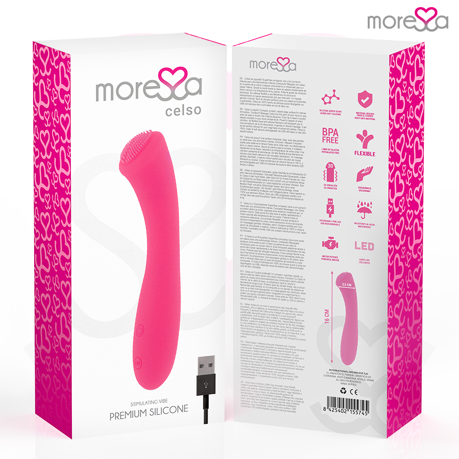 Vibratore in silicone Celso Premium – Ricaricabile – 16 cm – MORESSA