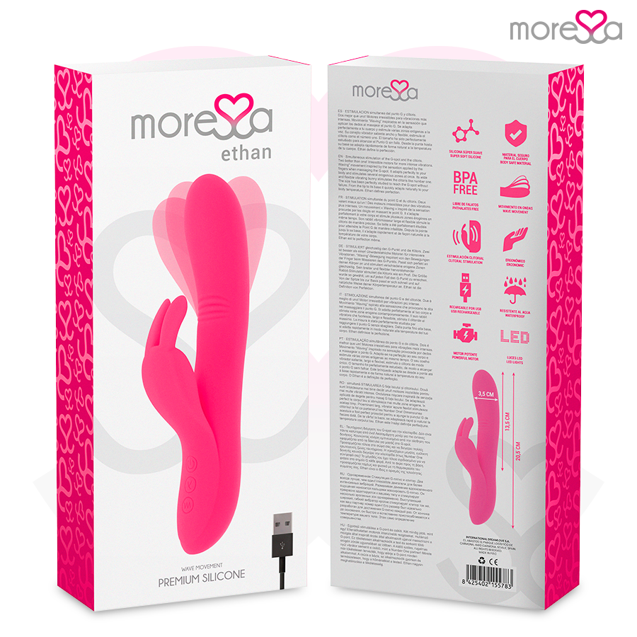 Vibratore in silicone a doppio motore Ethan Waving Rabbit 20,5 cm – MORESSA