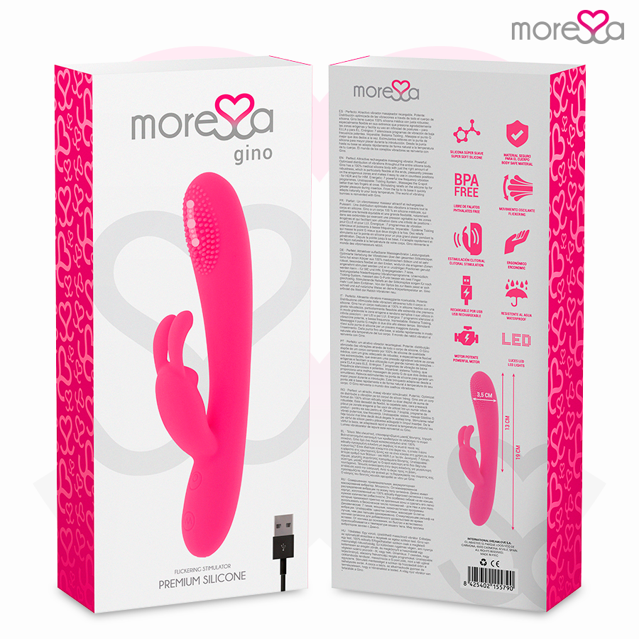 Vibratore ricaricabile in silicone Gino Premium – 19 cm – MORESSA