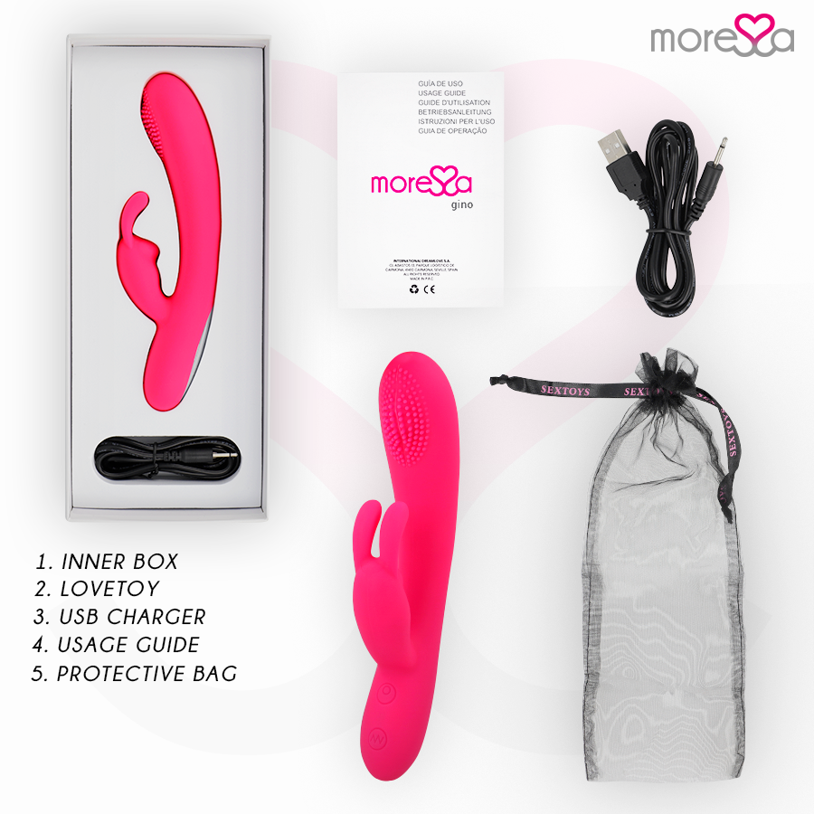 Vibratore ricaricabile in silicone Gino Premium – 19 cm – MORESSA