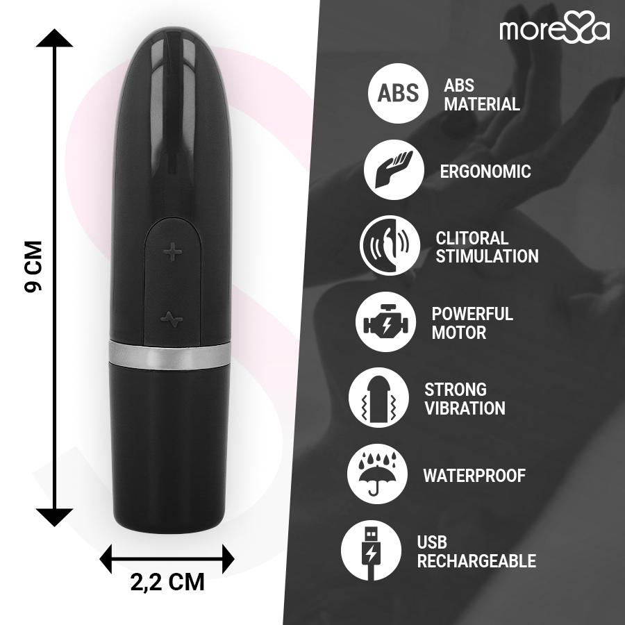 IVY Travel Lipstick Vibrator Nero - 9,0 cm x 2,2 cm - Moressa