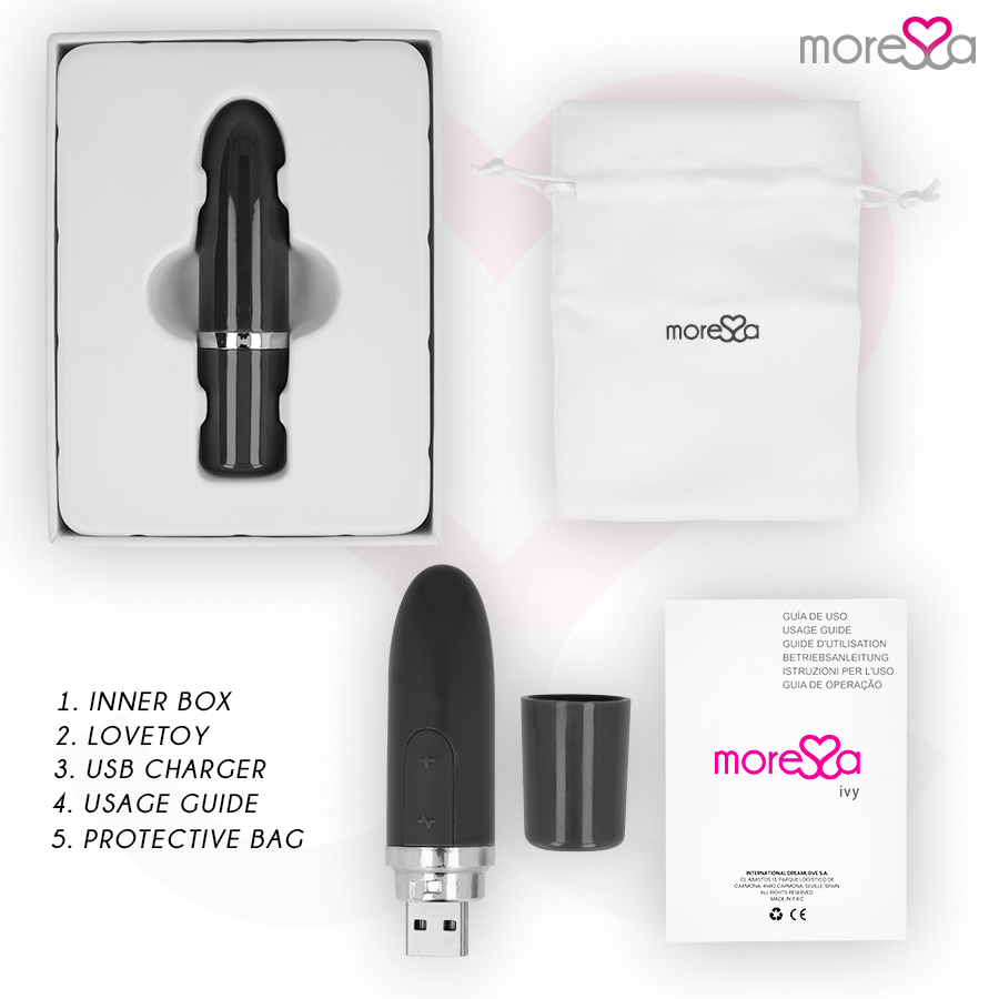 IVY Travel Lipstick Vibrator Nero - 9,0 cm x 2,2 cm - Moressa