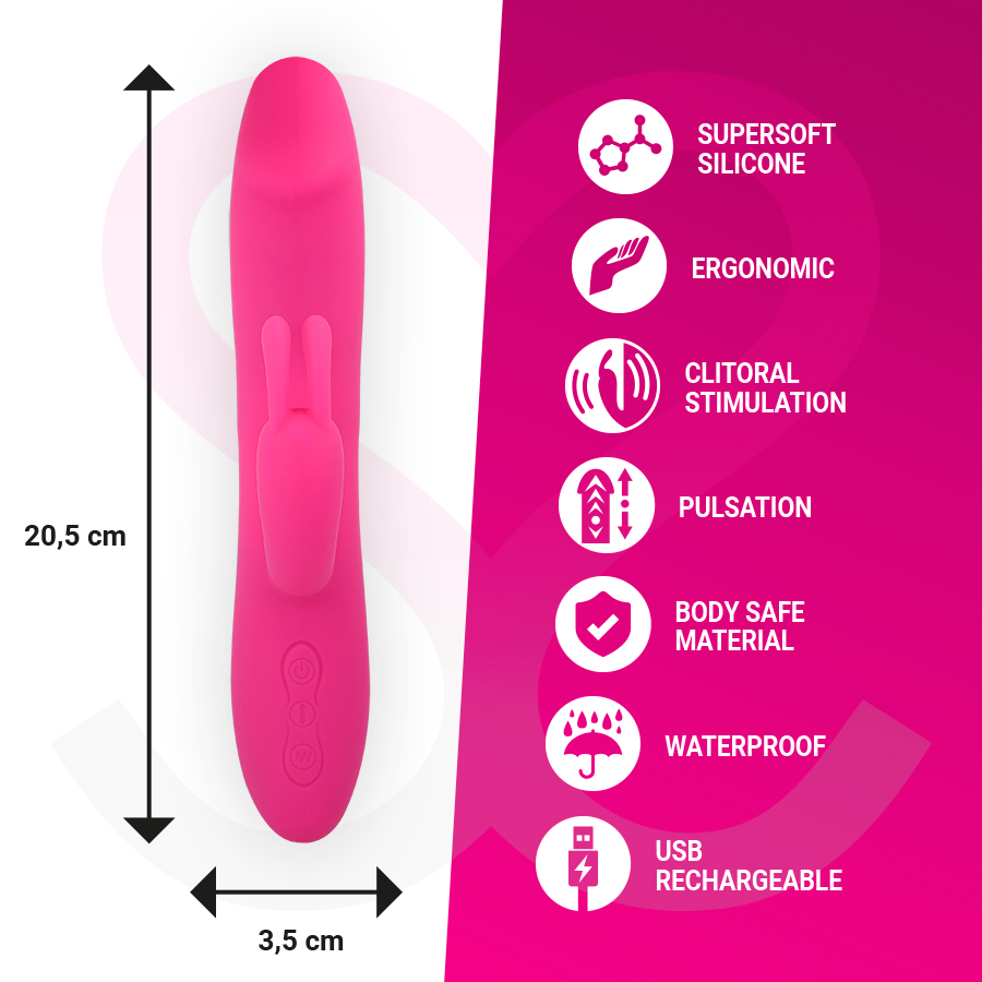 Vibratore a forma di coniglio in silicone Molly Premium | 20,5 cm x 3,5 cm | MORESSA