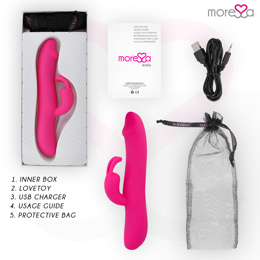 Vibratore a forma di coniglio in silicone Molly Premium | 20,5 cm x 3,5 cm | MORESSA