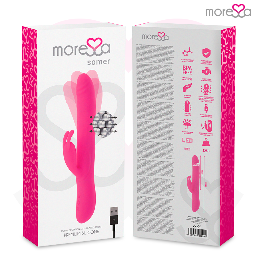 Vibratore a forma di coniglio con rotazione | 28 cm x 3,5 cm | Moressa Somer
