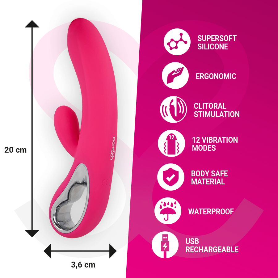 Vibratore Rabbit in Silicone Troy – 20 cm – MORESSA (Ricaricabile)