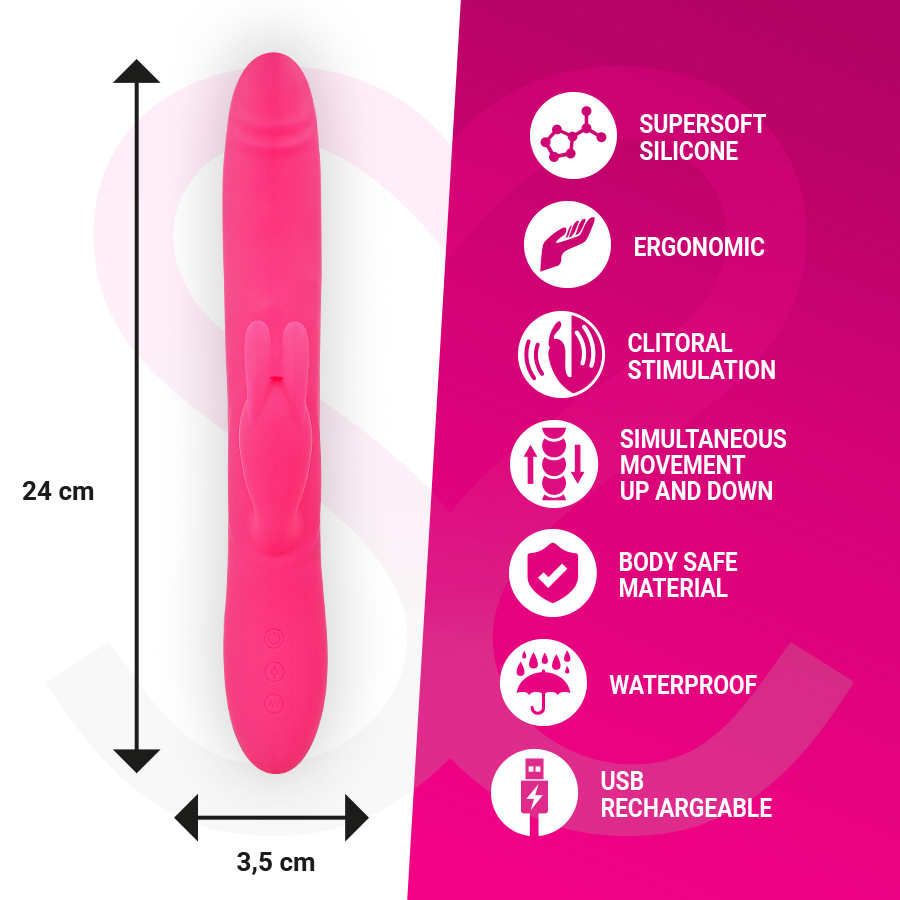 Warren Rolling Rabbit – Vibratore ricaricabile in silicone – 25,5 cm – MORESSA