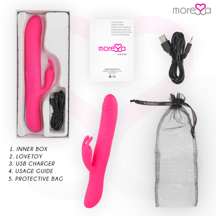 Warren Rolling Rabbit – Vibratore ricaricabile in silicone – 25,5 cm – MORESSA