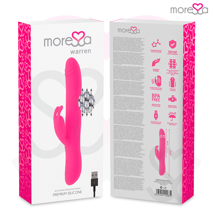 Warren Rolling Rabbit – Vibratore ricaricabile in silicone – 25,5 cm – MORESSA