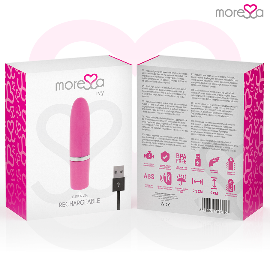 Rossetto vibratore da viaggio 9,0 cm x 2,2 cm – Rosa edera – MORESSA