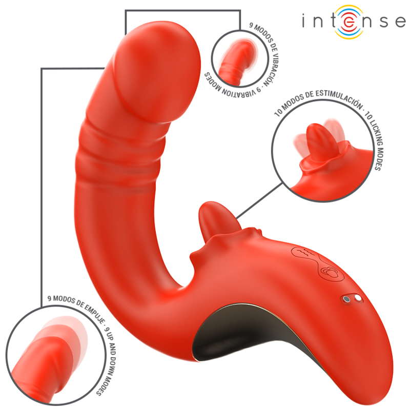 Vibratore per coppie a forma di U, rosso, doppio motore, impermeabile – INTENSE Paulina