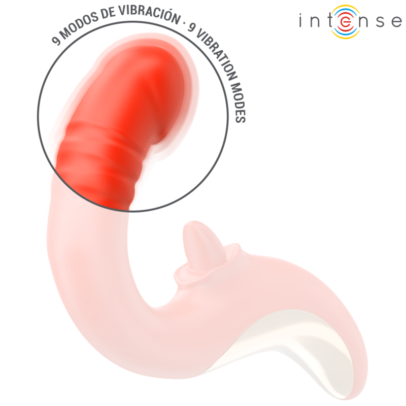 Vibratore per coppie a forma di U, rosso, doppio motore, impermeabile – INTENSE Paulina