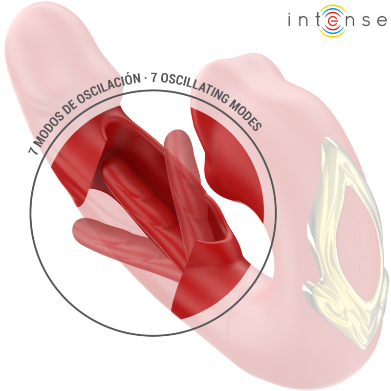 Vibratore a doppia azione Nathy con aspirazione clitoridea - Rosso - INTENSO