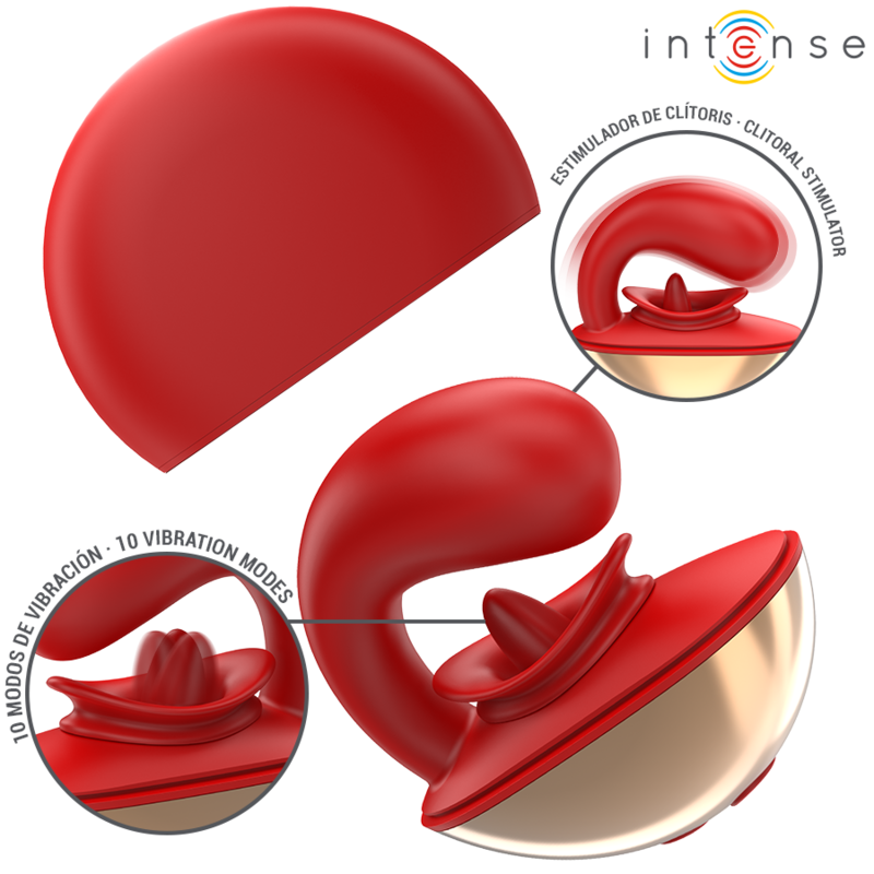 Vibratore per coppie a forma di U Mariah, rosso – 10 modalità – Impermeabile – INTENSO