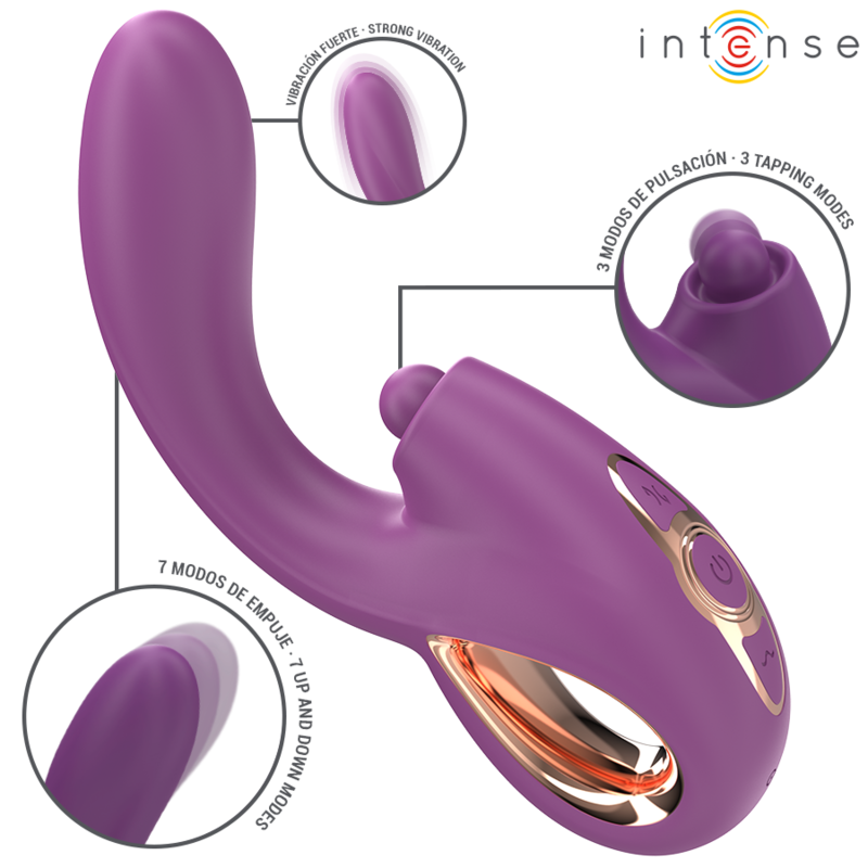 INTENSE - LALI VIBRATORE MULTIFUNZIONE PUNTO G TAPPING &amp; THRUST &amp; VIBRATION VIOLA