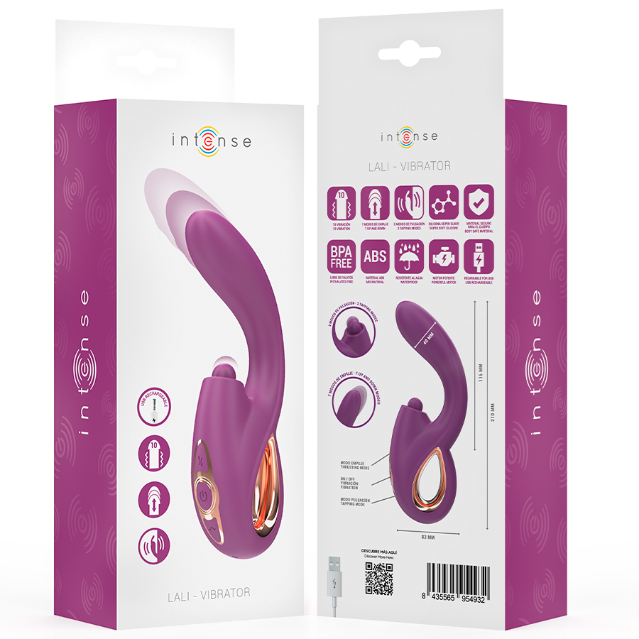 INTENSE - LALI VIBRATORE MULTIFUNZIONE PUNTO G TAPPING &amp; THRUST &amp; VIBRATION VIOLA