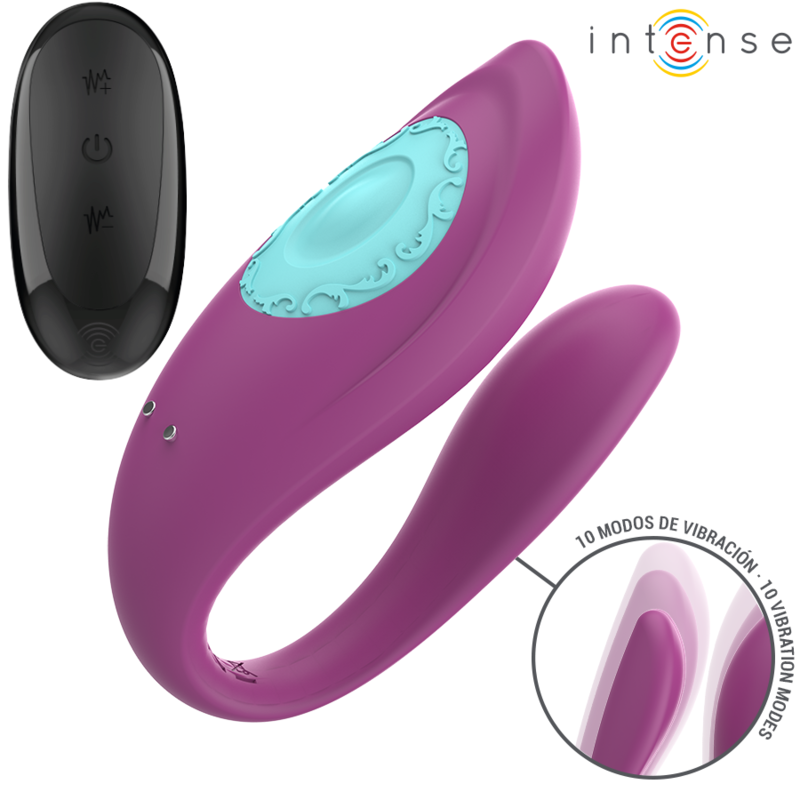Vibratore per coppie Annie a forma di U con telecomando viola – 10 modalità – Intenso