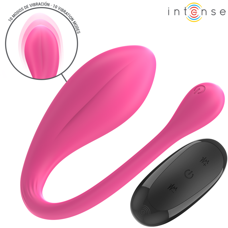 Janice – Vibratore a doppia stimolazione a forma di U rosa | 10 modalità | Telecomando - INTENSO