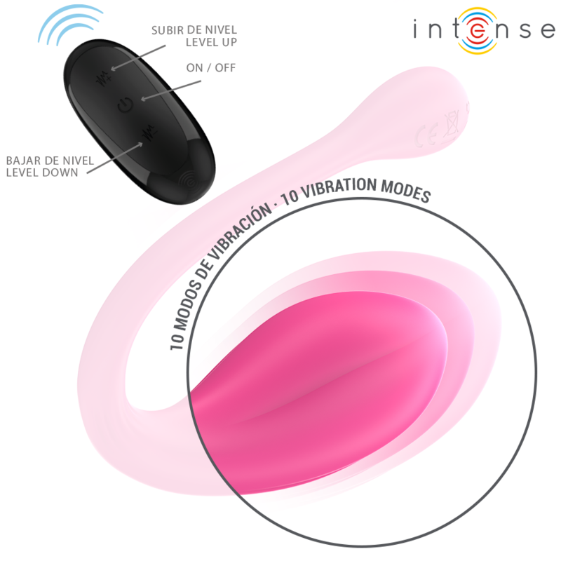 Janice – Vibratore a doppia stimolazione a forma di U rosa | 10 modalità | Telecomando - INTENSO