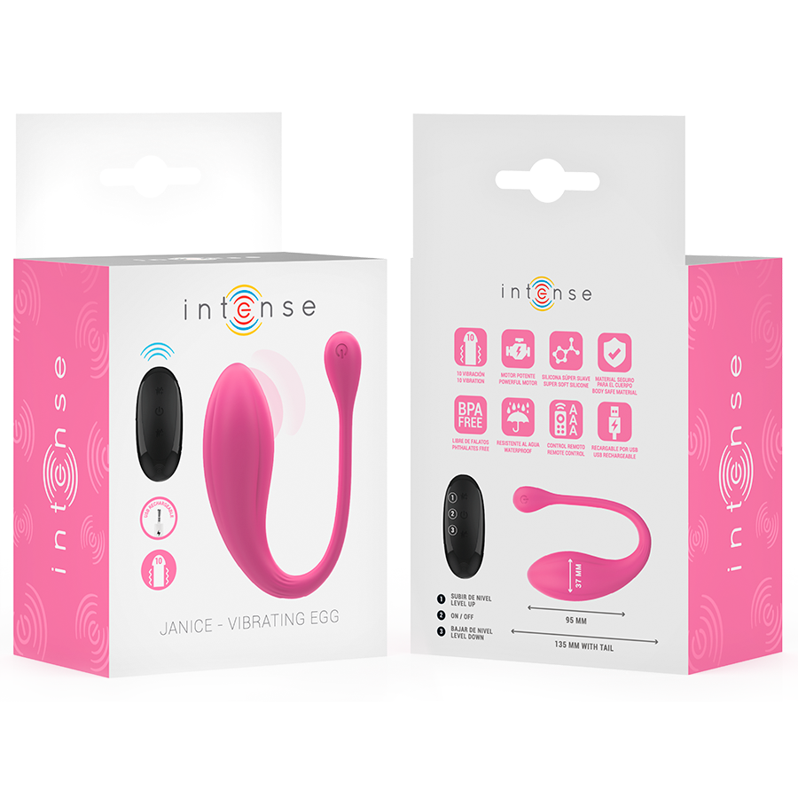 Janice – Vibratore a doppia stimolazione a forma di U rosa | 10 modalità | Telecomando - INTENSO
