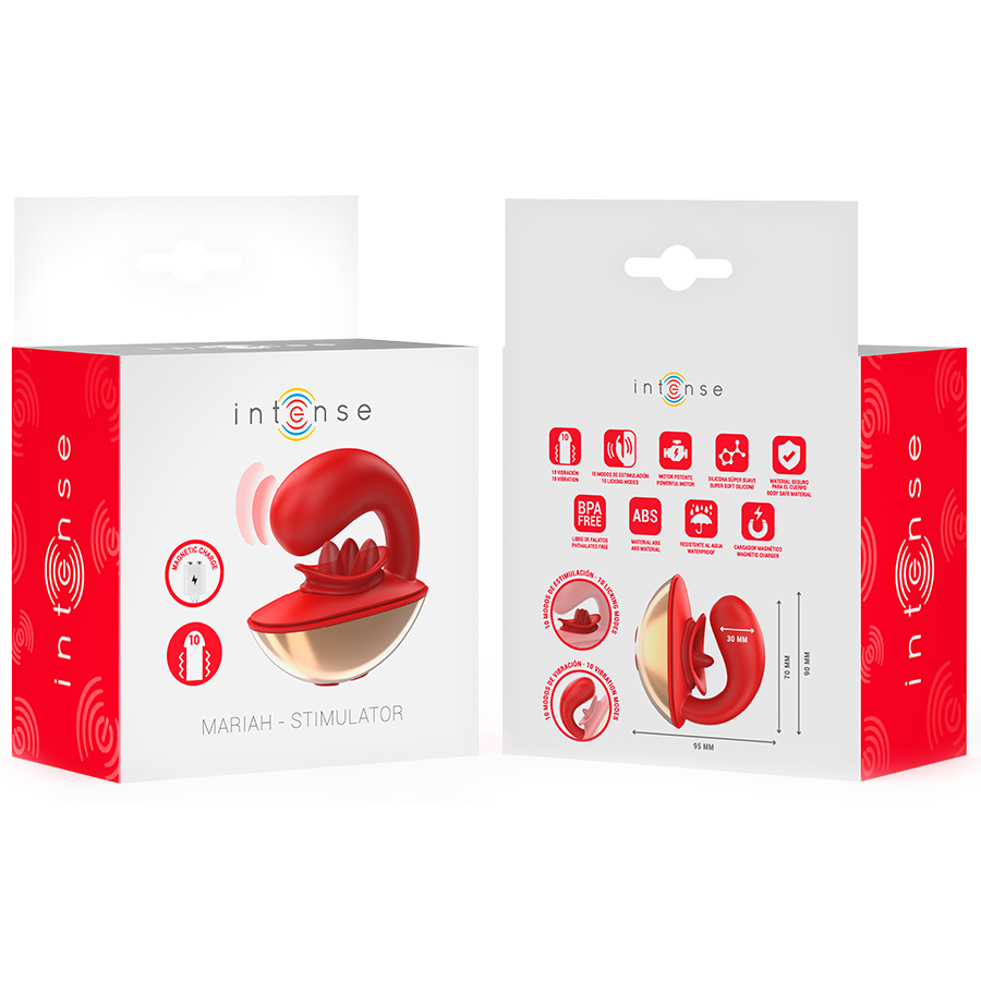 Vibratore per coppie a forma di U Mariah, rosso – 10 modalità – Impermeabile – INTENSO