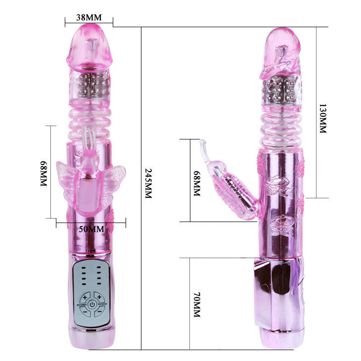 Vibratore Rabbit con farfalla pulsante | Rotatore + Su e Giù | Ricaricabile tramite USB | BAILE