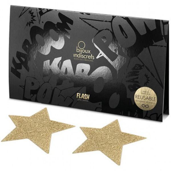 Copricapezzoli FLASH Golden Star | Riutilizzabili autoadesivi | BIJOUX INDISCRETS