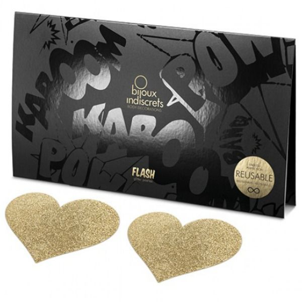Copricapezzoli riutilizzabili Flash Golden Heart | BIJOUX INDISCRETS