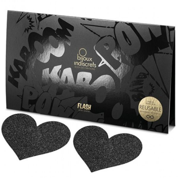 Copricapezzoli a forma di cuore nero Flash | BIJOUX INDISCRETS