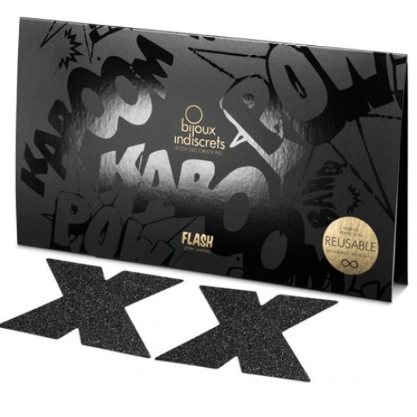 Copricapezzoli forma X FLASH neri | BIJOUX INDISCRETS