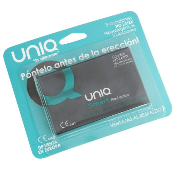 UNIQ - PRESERVATIVI INTELLIGENTI SENZA LATTICE PER LA PRE-EREZIONE, 3 UNITÀ
