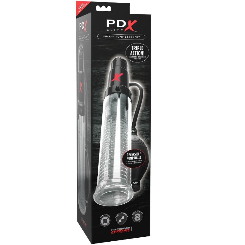 PDX ELITE - SUCK N PUMP STROKER MASTURBATORE VIBRANTE POMPA A ONDE STIMOLANTI