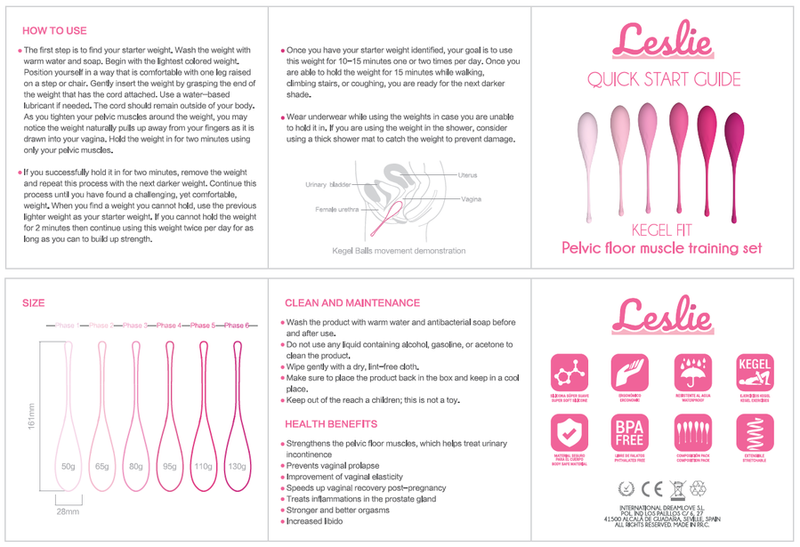 LESLIE - KEGEL FIT SET PER L'ALLENAMENTO DEI MUSCOLI PELVICI 6 PESI
