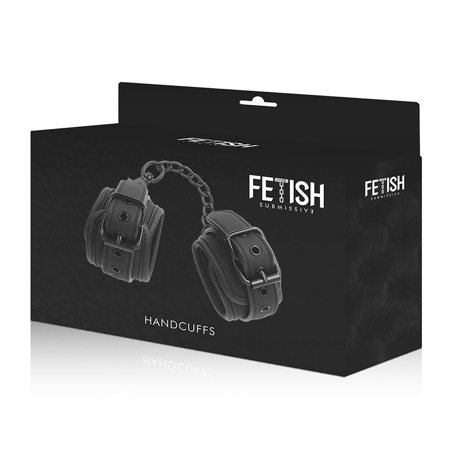 Manette in pelle vegana nera con fodera imbottita in neoprene