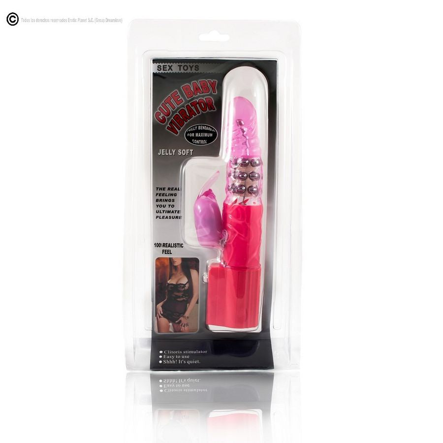 Superstimolatore rotatore coniglio rosa | 23,0 cm x 4,0 cm | Baile